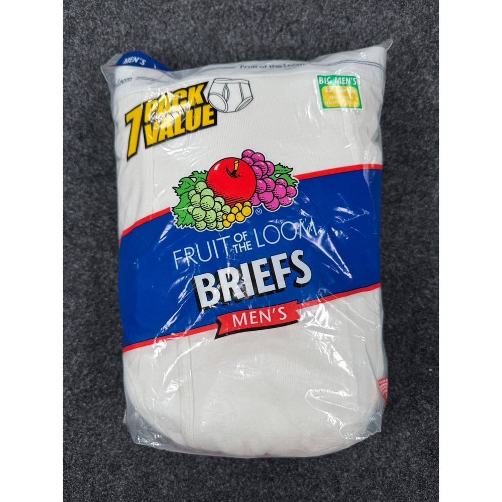 NIP Fruit of the Loom Men's Briefs 7 Pack White 3XL Big Men's 100% Cotton